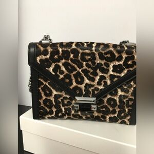 Michael Kors Leopard Print Crossbody Shoulder Bag in Black and Brown